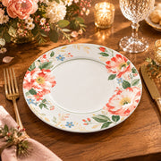 Christmas Decorative Charger Plate – Coral Blossom Border decorative charger plate on a styled table.