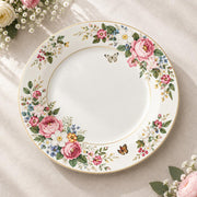 Christmas Decorative Charger Plate – Pink Rose Duo Border decorative charger plate on a styled table.