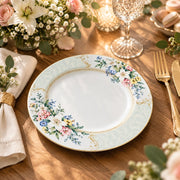 Christmas Decorative Charger Plate – Mint Blue Band decorative charger plate on a styled table.