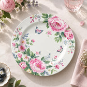 Christmas Decorative Charger Plate – Rose Butterfly Border decorative charger plate on a styled table.