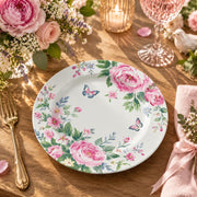 Christmas Decorative Charger Plate – Rose Butterfly Border decorative charger plate on a styled table.