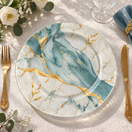 Daily Decorative Charger Plate – Tropical Duo Mix Green decorative charger plate on a styled table.