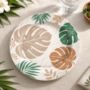 Daily Decorative Charger Plate – Gold and Tan Leaves decorative charger plate on a styled table.