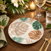 Daily Decorative Charger Plate – Gold and Tan Leaves decorative charger plate on a styled table.