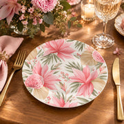 Daily Decorative Charger Plate – Pink Lily on Green decorative charger plate on a styled table.