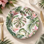 Daily Decorative Charger Plate – Green Pink Tropical decorative charger plate on a styled table.
