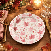 Daily Decorative Charger Plate – Pale Pink Leaf Stems decorative charger plate on a styled table.