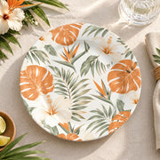 Daily Decorative Charger Plate – Orange Pink Tropical decorative charger plate on a styled table.