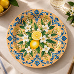 Daily Decorative Charger Plate – Ochre Radial Blooms decorative charger plate on a styled table.