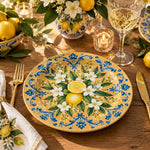 Daily Decorative Charger Plate – Ochre Radial Blooms decorative charger plate on a styled table.