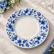 Daily Decorative Charger Plate – Blue Floral Ring Border decorative charger plate on a styled table.