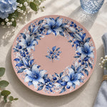 Daily Decorative Charger Plate – Blush Pink Blue Wreath decorative charger plate on a styled table.