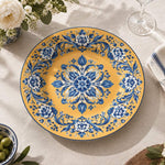 Daily Decorative Charger Plate – Golden Blue Floral Medallion - MintiHome