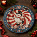 Christmas Decorative Charger Plate – Blue Peppermint Snowman - MintiHome