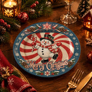 Christmas Decorative Charger Plate – Blue Peppermint Snowman - MintiHome
