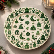 Christmas Decorative Charger Plate – Green Tree Moon Village - MintiHome