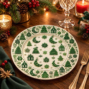 Christmas Decorative Charger Plate – Green Tree Moon Village - MintiHome