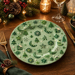 Christmas Decorative Charger Plate – Sage Tile Tree Scatter - MintiHome