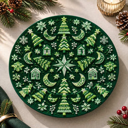Christmas Decorative Charger Plate – Deep Green Motif Field - MintiHome