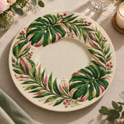 Daily Decorative Charger Plate – Cream Monstera Leaf Ring - MintiHome