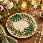 Daily Decorative Charger Plate – Cream Monstera Leaf Ring - MintiHome
