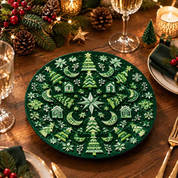 Christmas Decorative Charger Plate – Deep Green Motif Field - MintiHome