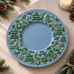 Christmas Decorative Charger Plate – Blue Wreath Tree Rosette - MintiHome
