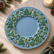 Christmas Decorative Charger Plate – Blue Wreath Tree Rosette - MintiHome