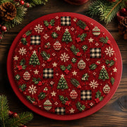 Christmas Decorative Charger Plate – Red Bauble Gingerbread Allover - MintiHome