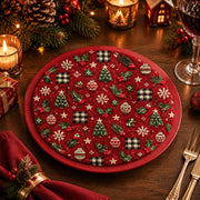 Christmas Decorative Charger Plate – Red Bauble Gingerbread Allover - MintiHome