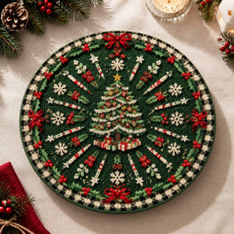 Christmas Decorative Charger Plate – Green Radiating Tree Snowflake - MintiHome
