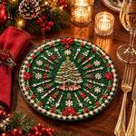 Christmas Decorative Charger Plate – Green Radiating Tree Snowflake - MintiHome