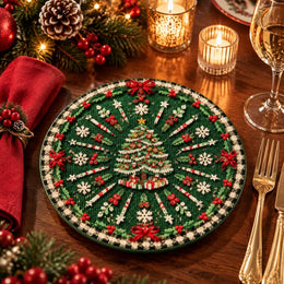 Christmas Decorative Charger Plate – Green Radiating Tree Snowflake - MintiHome