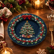 Christmas Decorative Charger Plate – Navy Wreath Tree Gifts - MintiHome