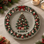 Christmas Decorative Charger Plate – Grey Wreath Tree 2024 - MintiHome