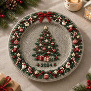 Christmas Decorative Charger Plate – Grey Wreath Tree 2024 - MintiHome
