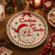 Christmas Decorative Charger Plate – Cream Stitch Santa Cookies - MintiHome
