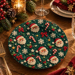 Christmas Decorative Charger Plate – Deep Green Santa Candy Cane - MintiHome