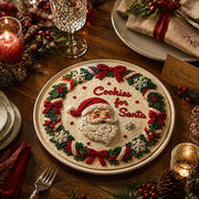 Christmas Decorative Charger Plate – Cream Santa Holly Border - MintiHome