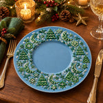 Christmas Decorative Charger Plate – Blue Wreath Tree Rosette - MintiHome