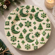 Christmas Decorative Charger Plate – Cream Crescent Pine Tile - MintiHome