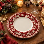 Christmas Decorative Charger Plate – Maroon Happy Holidays Snowflake - MintiHome