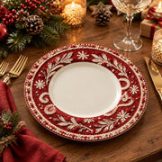 Christmas Decorative Charger Plate – Maroon Happy Holidays Snowflake - MintiHome