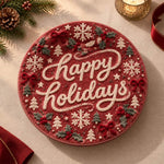 Christmas Decorative Charger Plate – Tone On Tone Happy Holidays - MintiHome