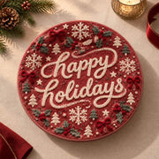 Christmas Decorative Charger Plate – Tone On Tone Happy Holidays - MintiHome