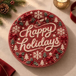 Christmas Decorative Charger Plate – Tone On Tone Happy Holidays - MintiHome