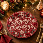 Christmas Decorative Charger Plate – Tone On Tone Happy Holidays - MintiHome