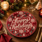 Christmas Decorative Charger Plate – Tone On Tone Happy Holidays - MintiHome