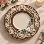 Easter Decorative Charger Plate – Chocolate Ribbon Lace Wreath - MintiHome