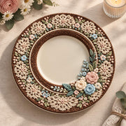 Easter Decorative Charger Plate – Chocolate Ribbon Lace Wreath - MintiHome